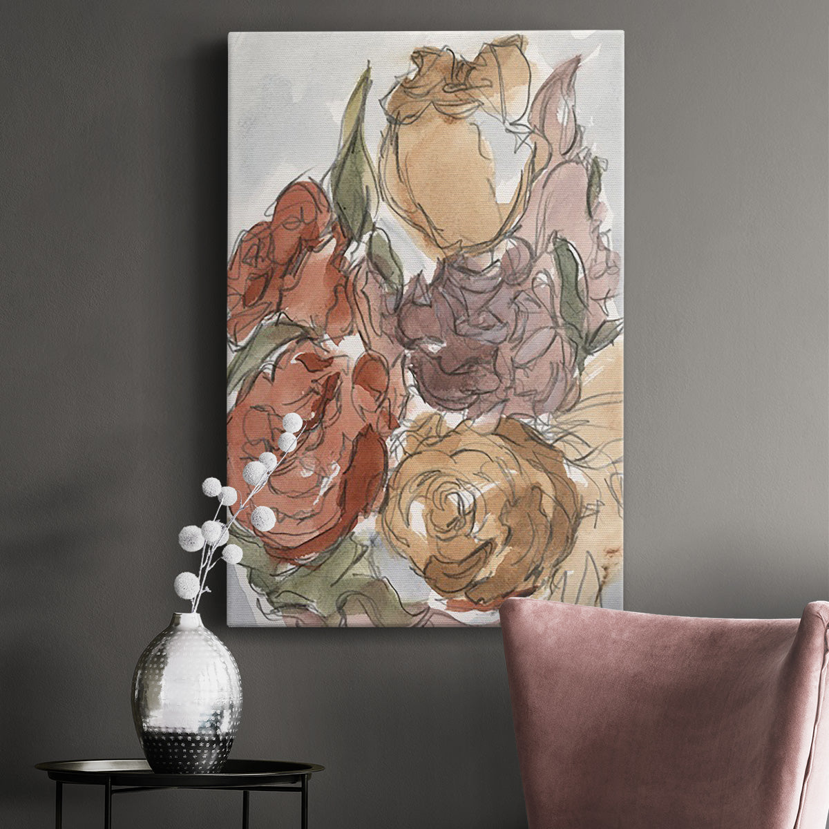 Cropped Floral Arrangement II - Canvas Art Print