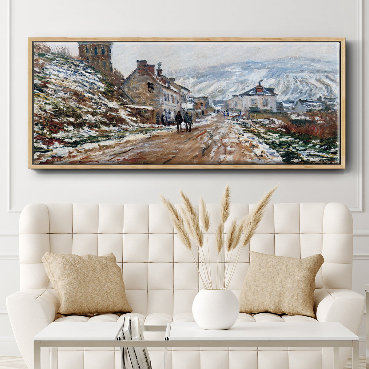The Road in Vétheuil in Winter, 1879 - Floater Framed Canvas Print