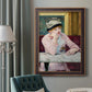 Impressionist portrait scene with plum brandy by Édouard Manet in an ornate bronzed mahogany wood frame displayed in a dark-toned interior setting.