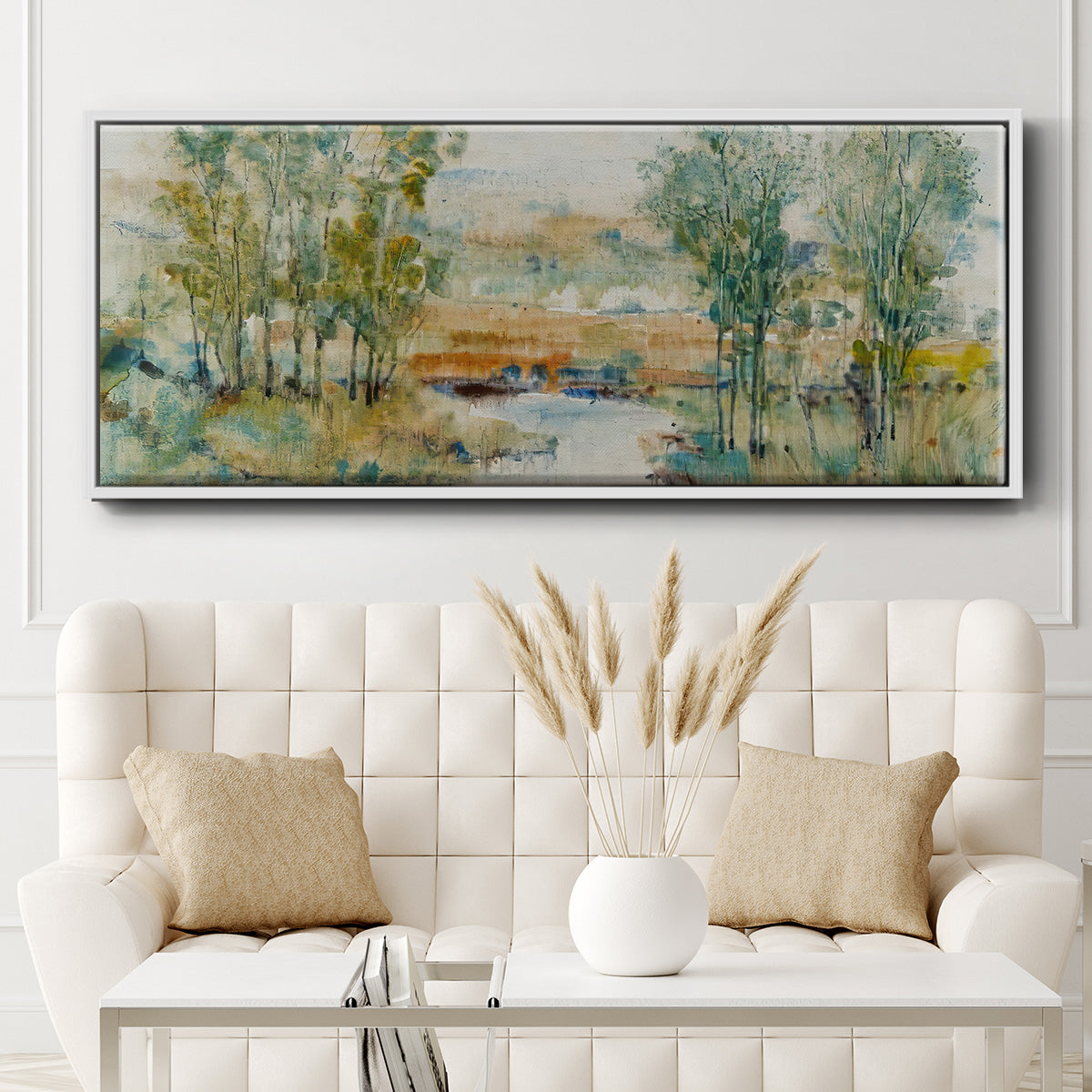 Trees on the Creek II - Floater Framed Canvas Print