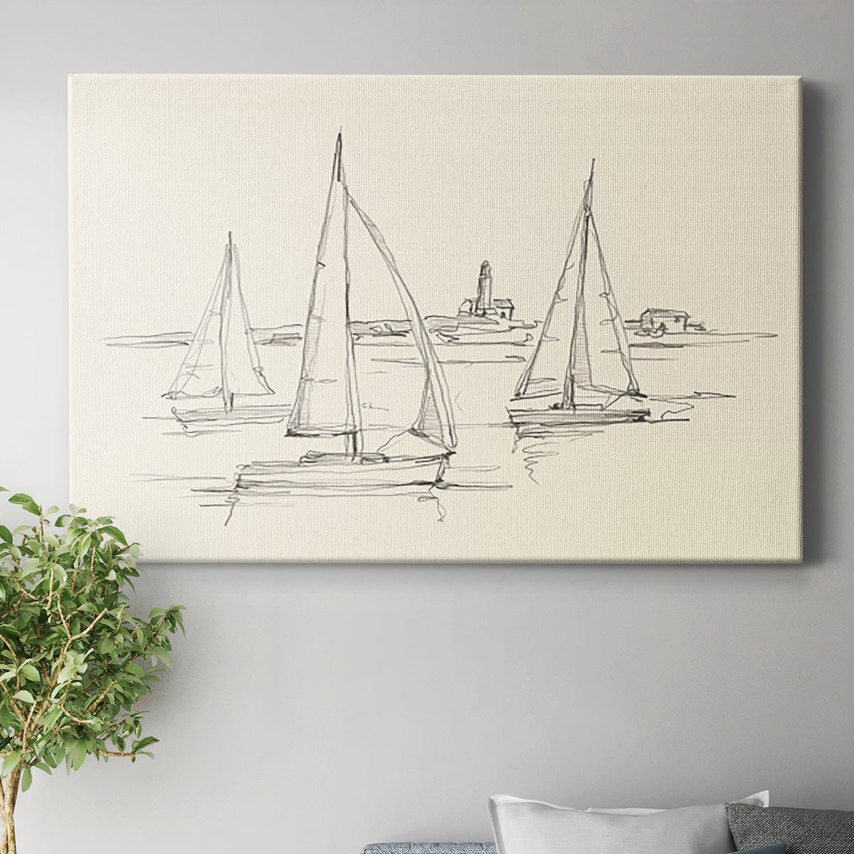 Coastal Contour Sketch II - Canvas Art Print