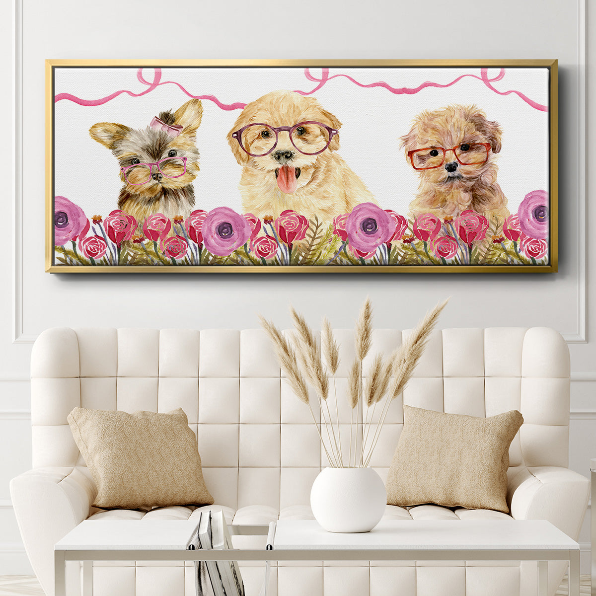 Puppy Valentine Collection D - Floater Framed Canvas Print