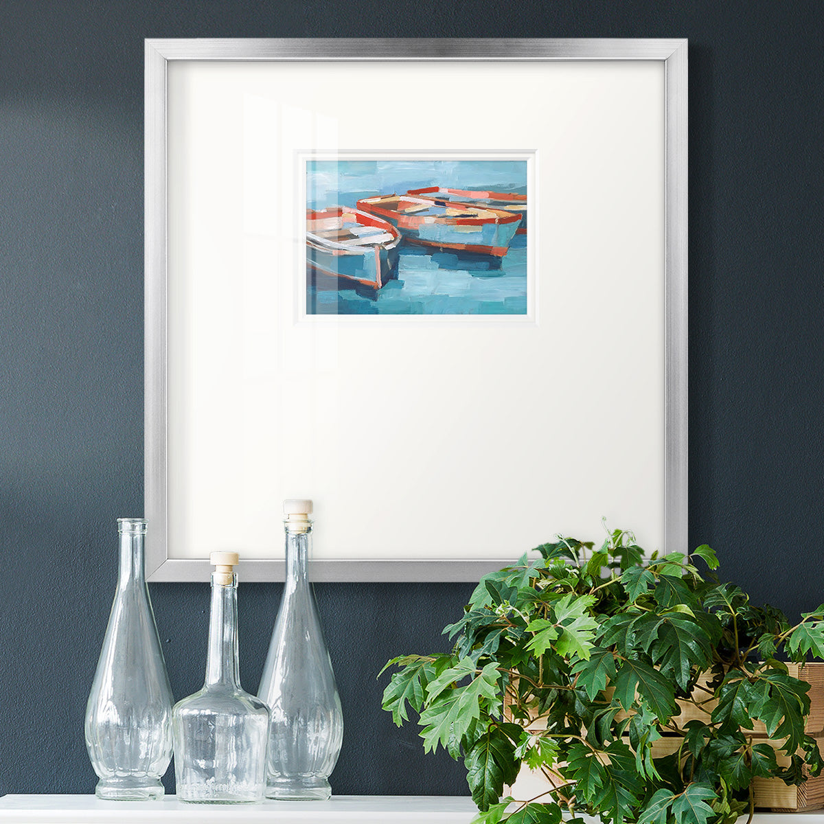 Primary Boats II Premium Framed Print Double Matboard