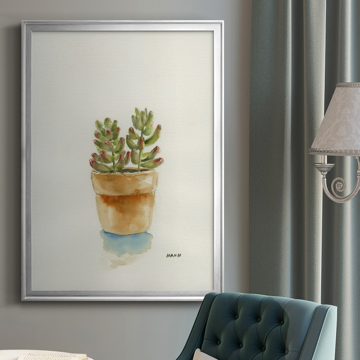 Succulent III - Modern Framed Canvas Print