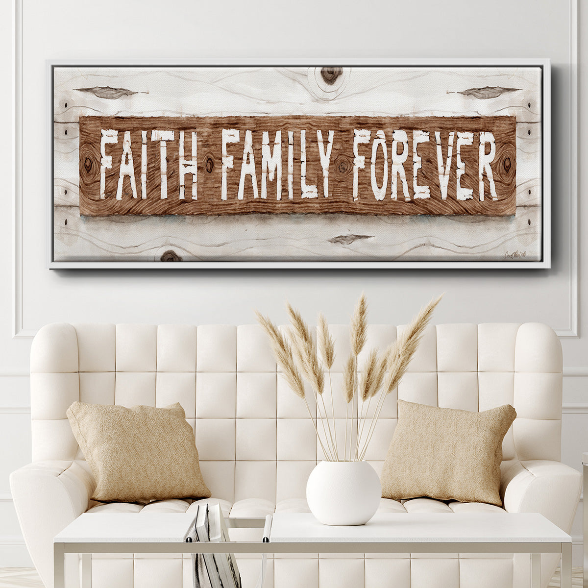 Faith Family Forever - Floater Framed Canvas Print