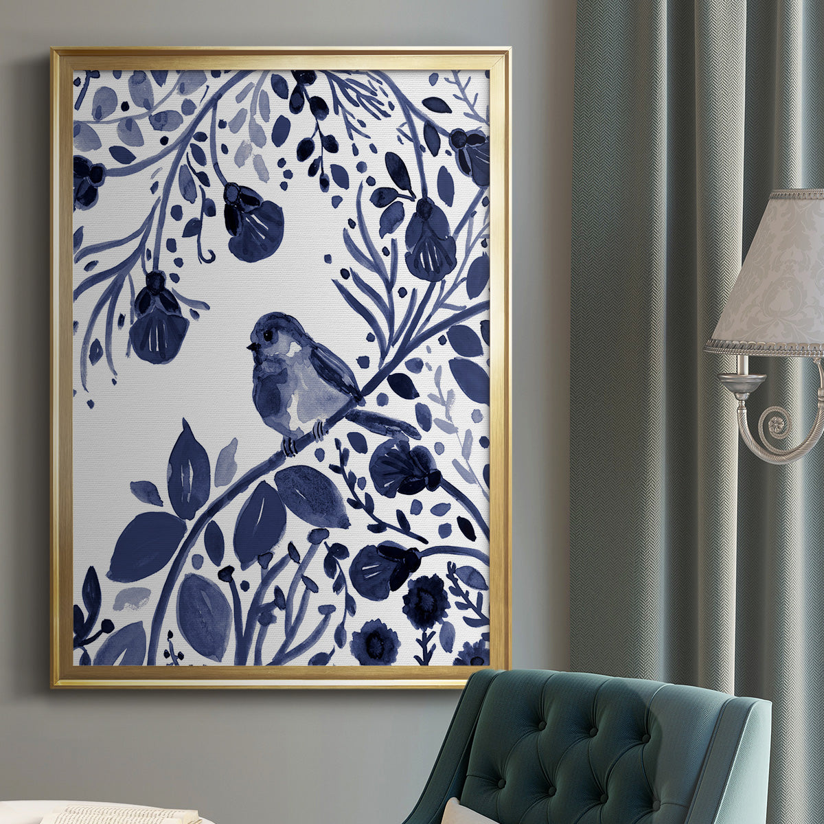 Indigo Song II - Modern Framed Canvas Print