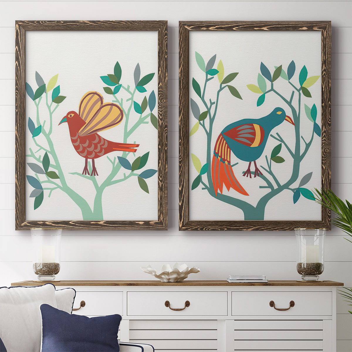 Whitty Bird I - Premium Framed Canvas 2 Piece Set - Ready to Hang