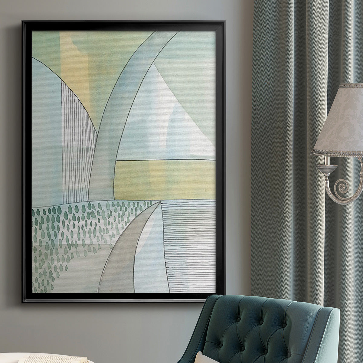 Mint Reflection II - Modern Framed Canvas Print