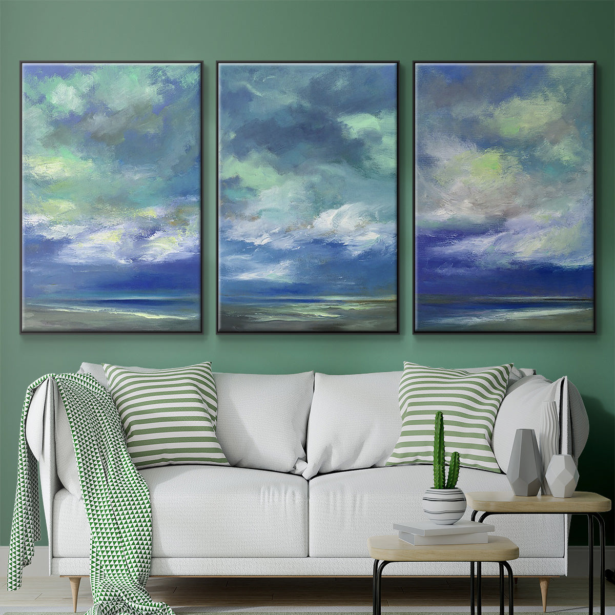 Island Dusk - Framed Premium Gallery Wrapped Canvas L Frame 3 Piece Set - Ready to Hang