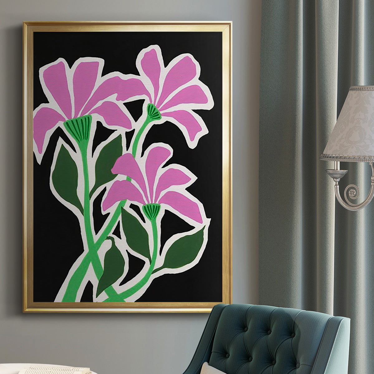 Pop Flowers V - Modern Framed Canvas Print