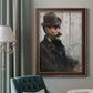 Impressionist portrait of a seated man by Édouard Manet in an ornate bronzed mahogany wood frame displayed in a dark-toned interior setting.