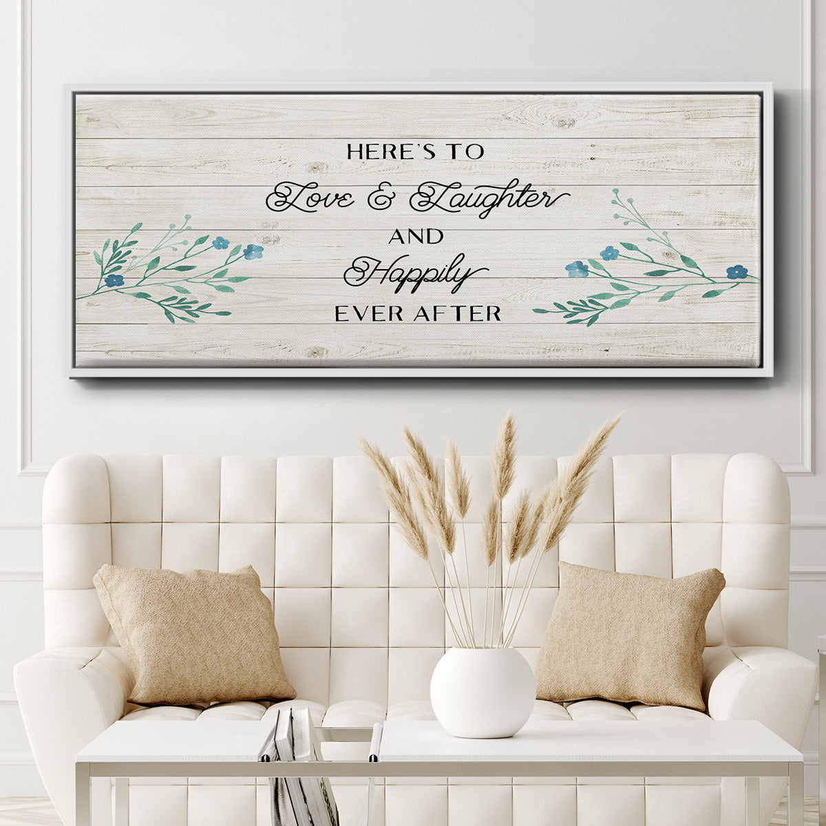 Floral Happily - Floater Framed Canvas Print