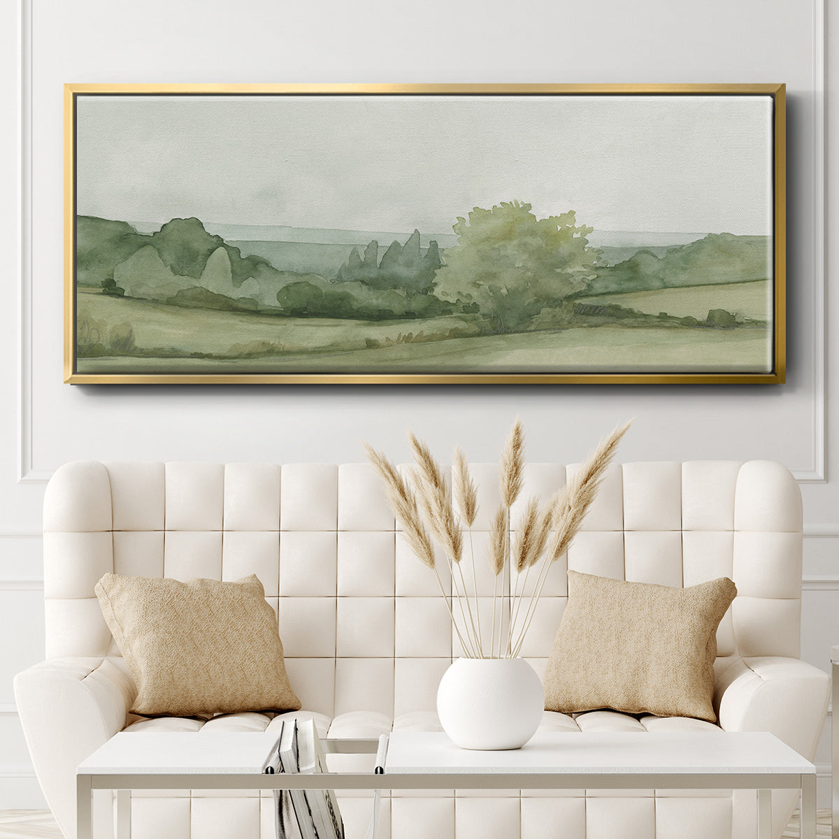 Vintage Landscape Sketch II - Floater Framed Canvas Print
