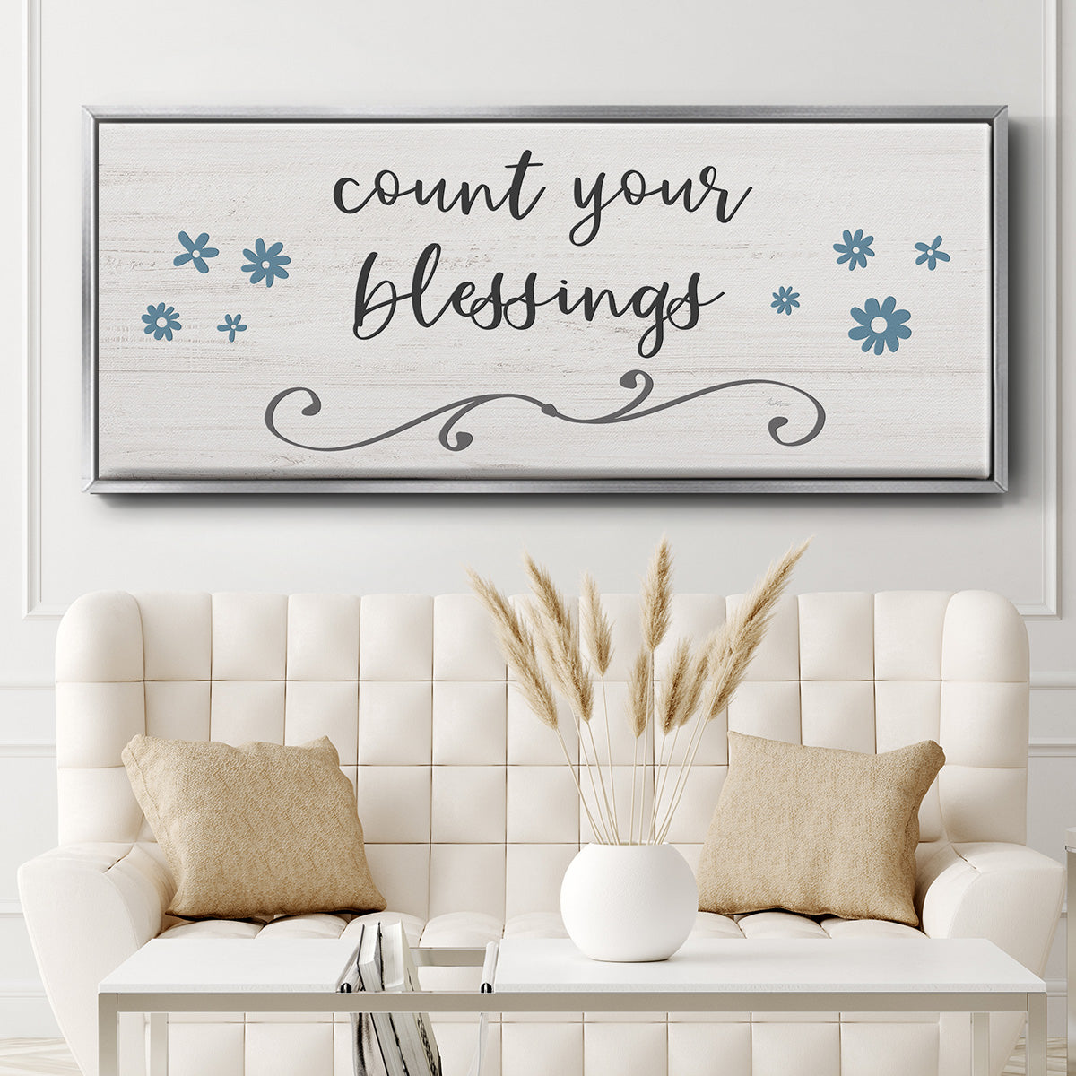 Count Blessings - Floater Framed Canvas Print