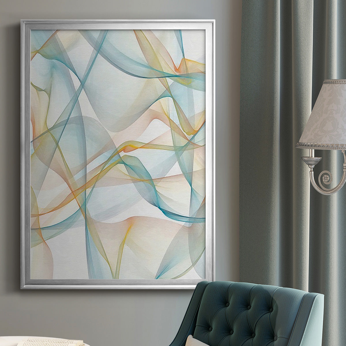 Curves and Waves IV - Modern Framed Canvas Print