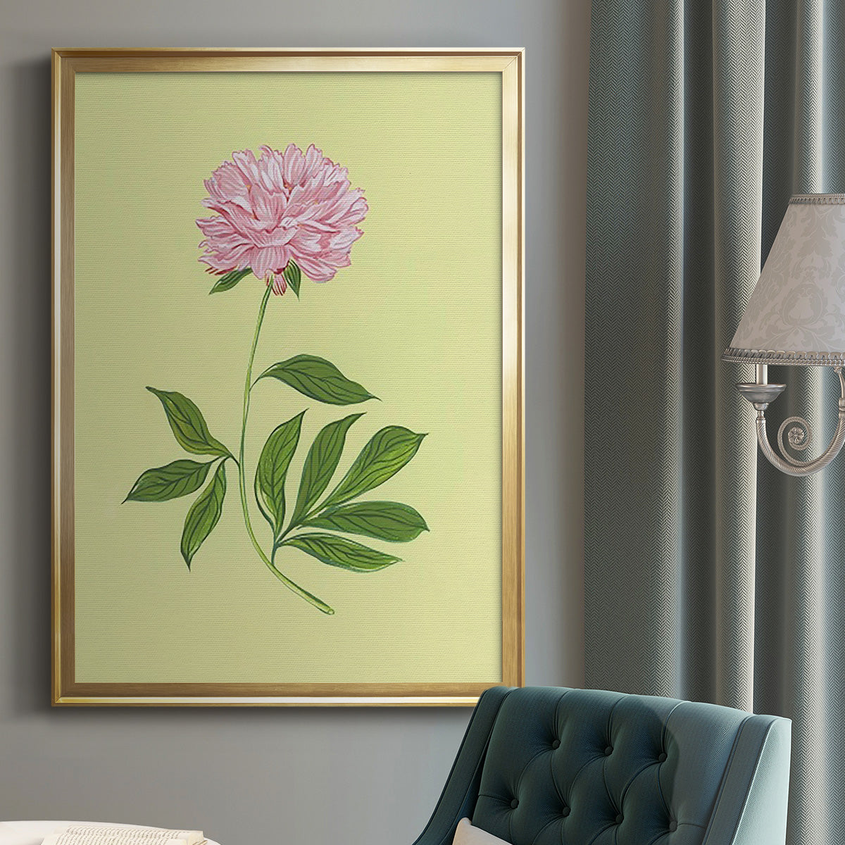 Peonies in Yellow I - Modern Framed Canvas Print