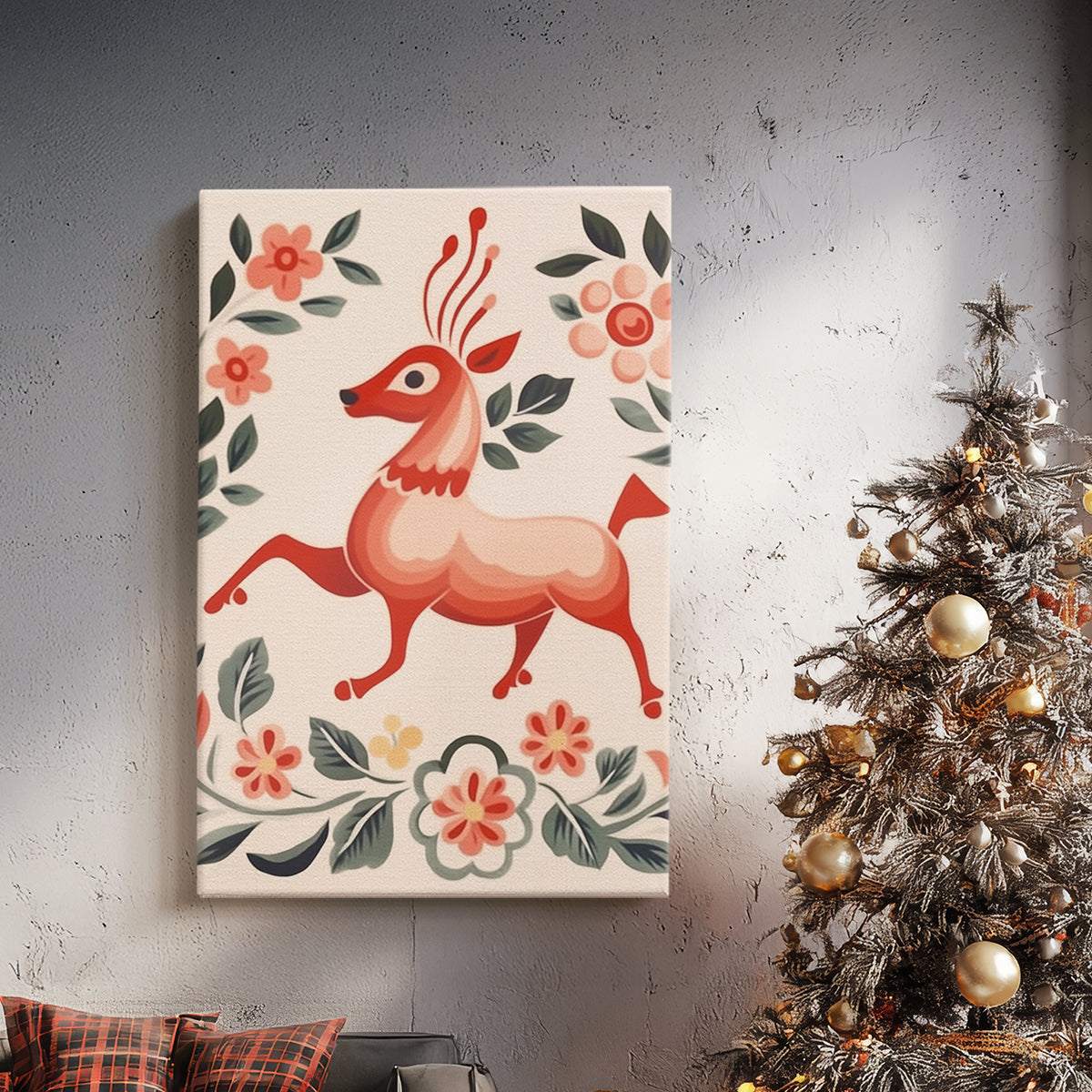 Twilight of Holly-Red Lantern - Canvas Art Print