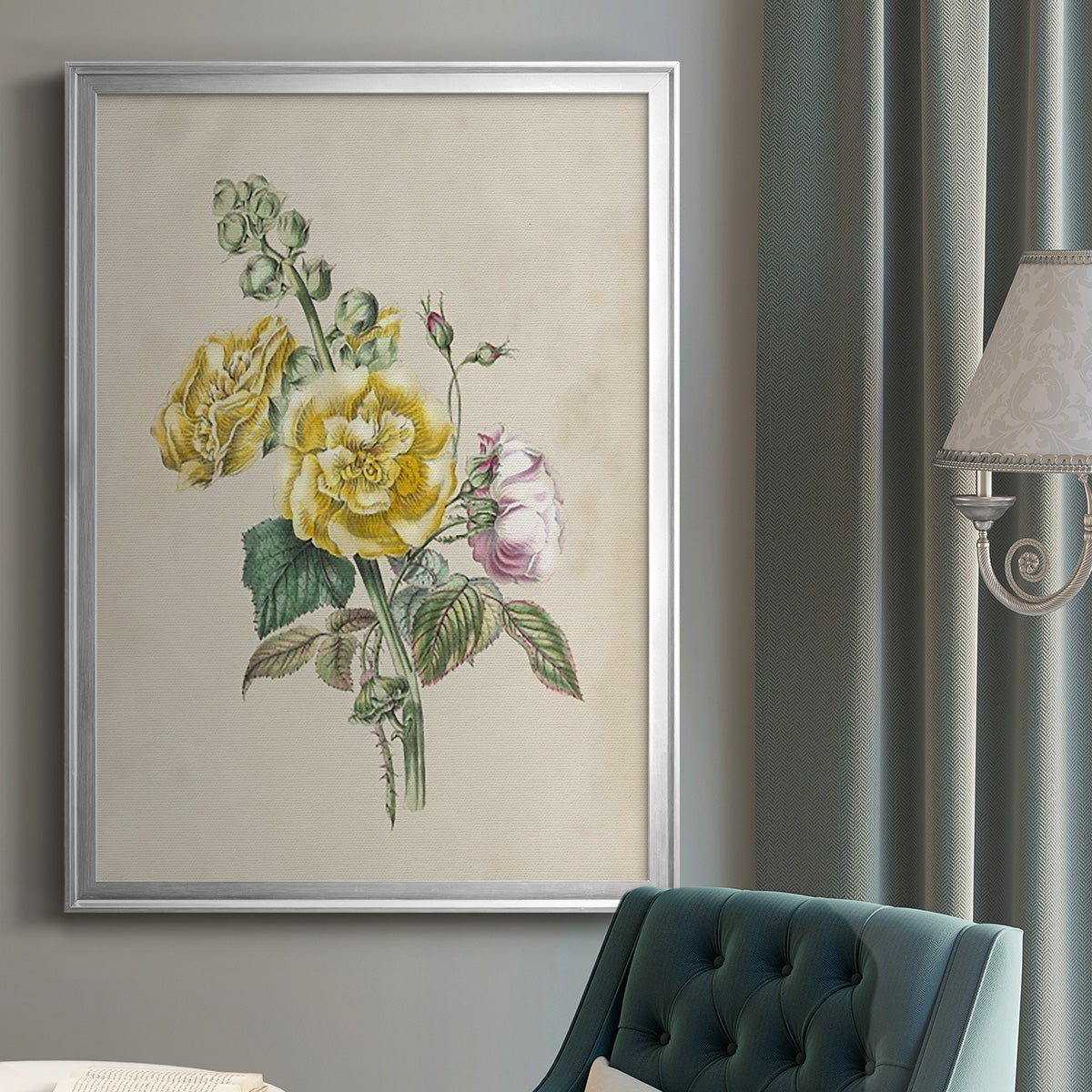Antique Garden Bouquet II - Modern Framed Canvas Print