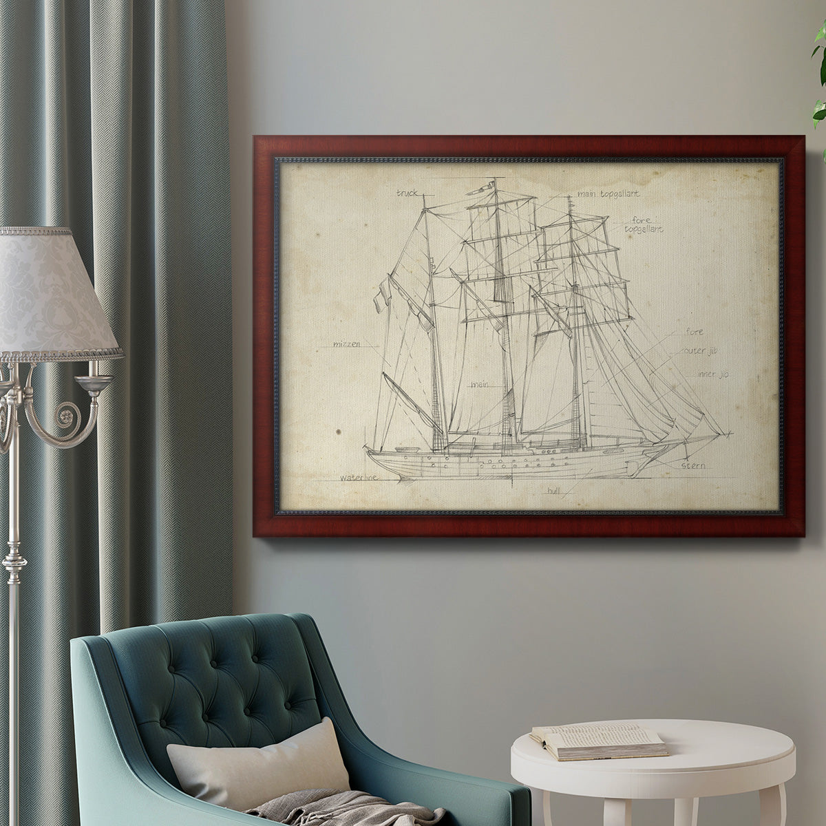 Sailboat Blueprint I Premium Framed Canvas- Ready to Hang