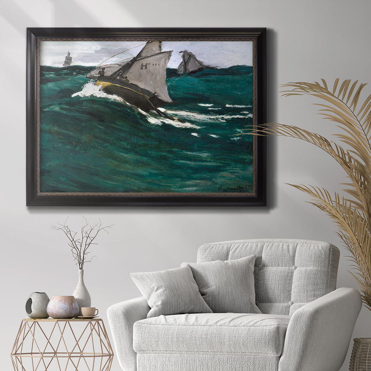 The Green Wave - Ornate Framed Canvas Print