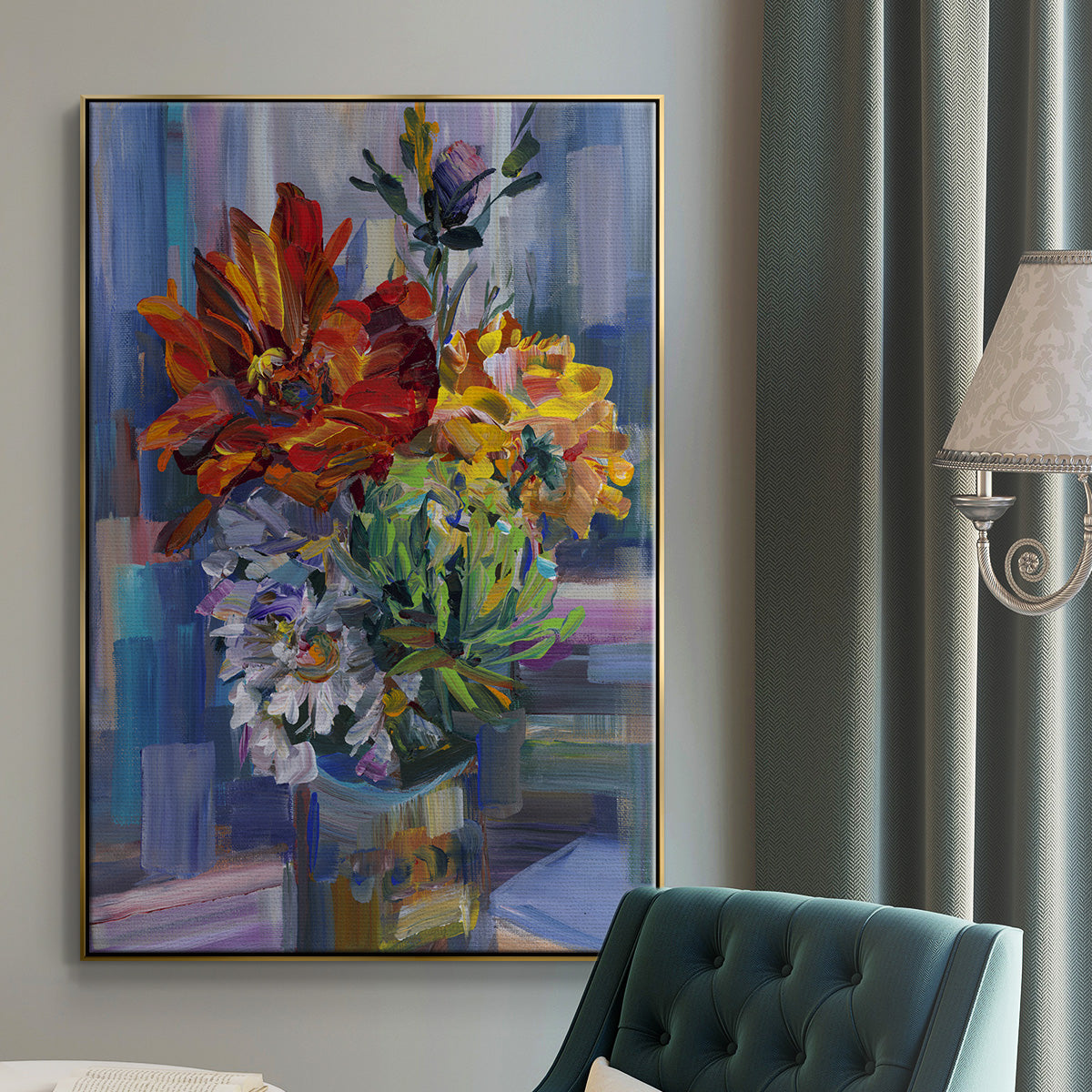 Modern Bouquet - Floater Framed Canvas Print