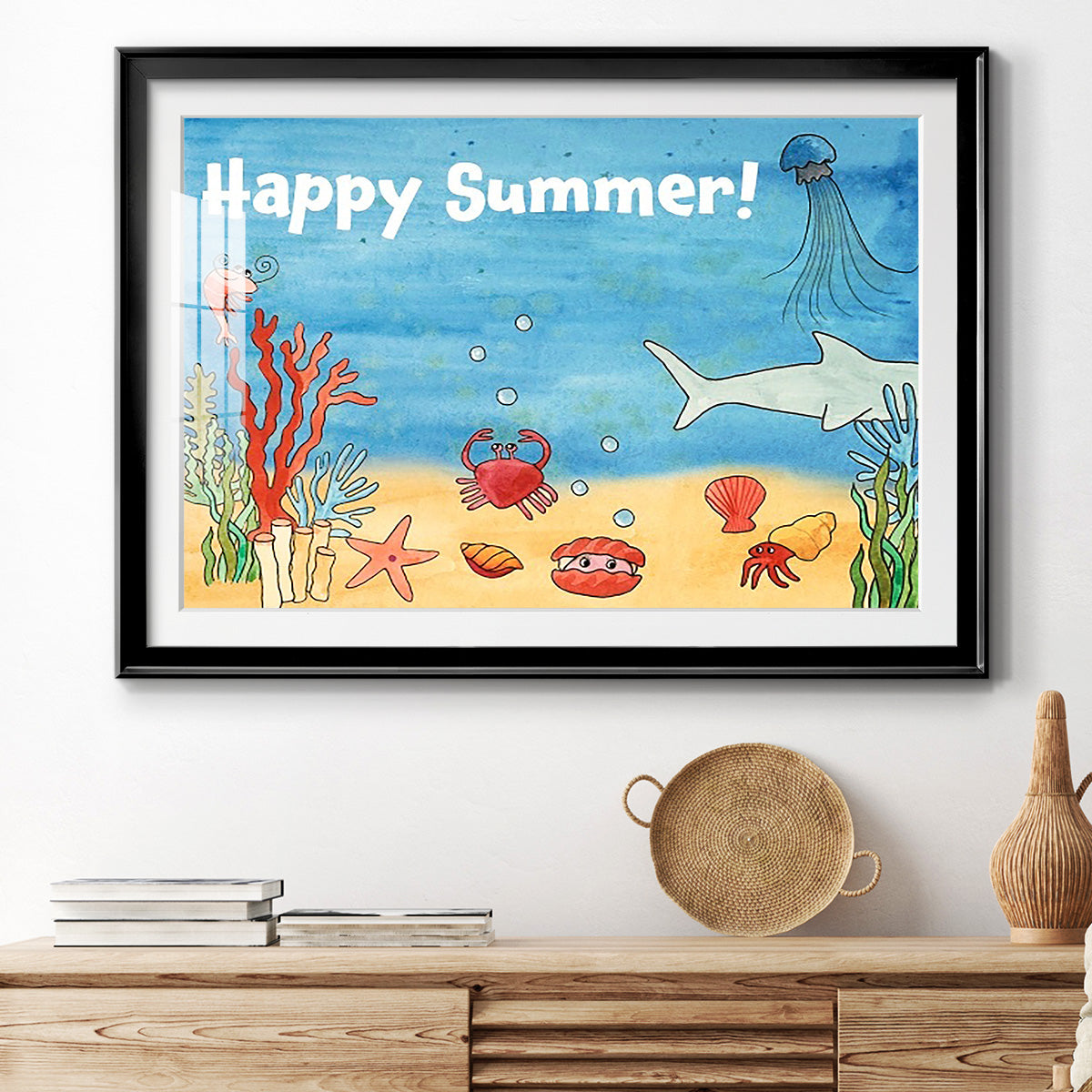 Cute Sea Creatures I - Modern Framed Art Print