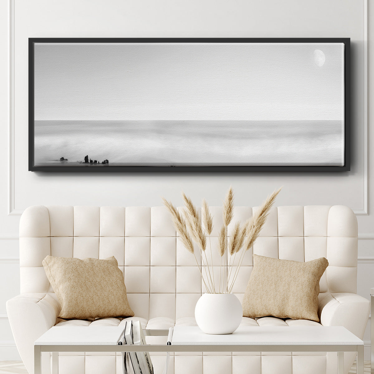 Black & White Water Panel XIV - Floater Framed Canvas Print