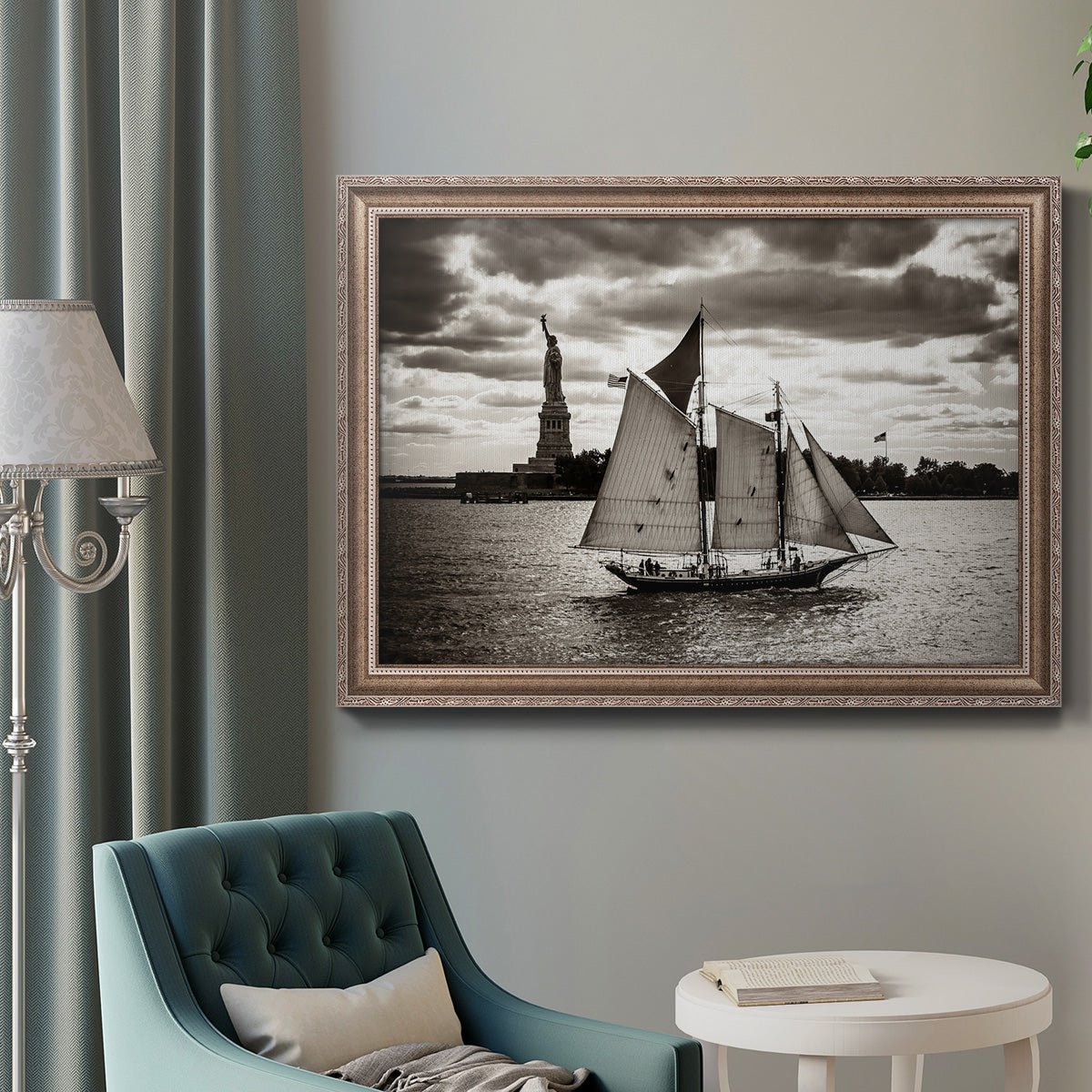 The Clipper & the Liberty Premium Framed Canvas- Ready to Hang