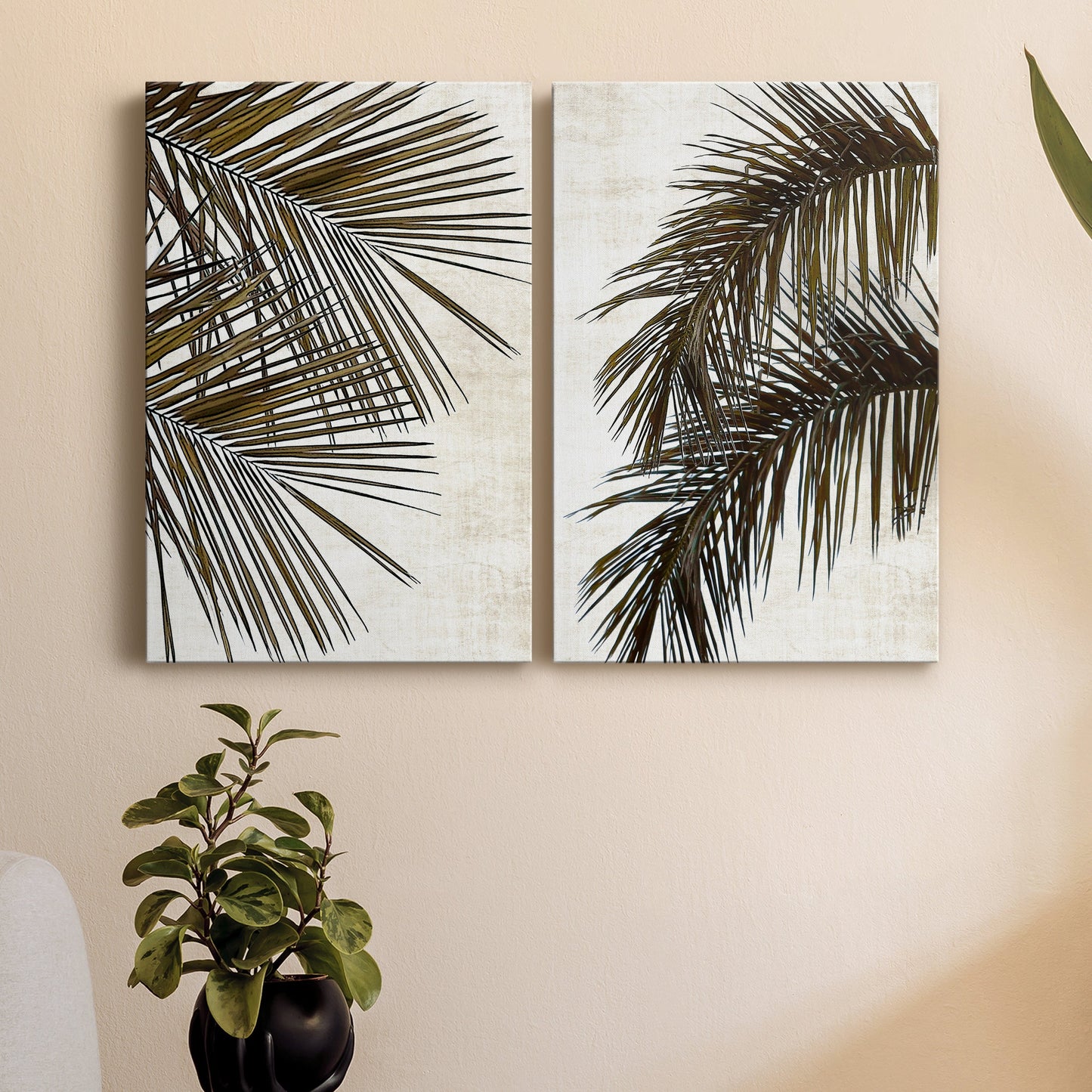 Palm I Premium Gallery Wrapped Canvas - Ready to Hang - Set of 2 - 8 x 12 Each