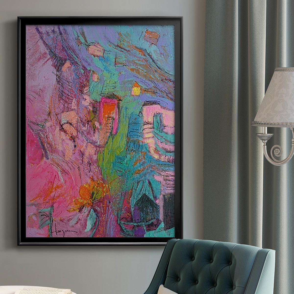 My Pink House - Modern Framed Canvas Print