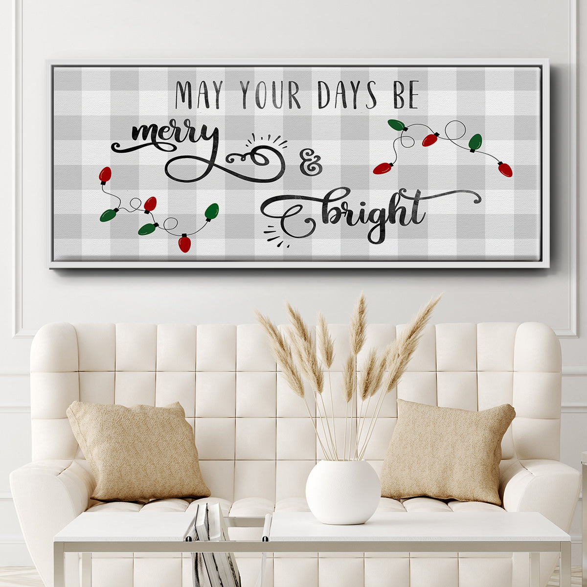 Buffalo Check Merry - Floater Framed Canvas Print