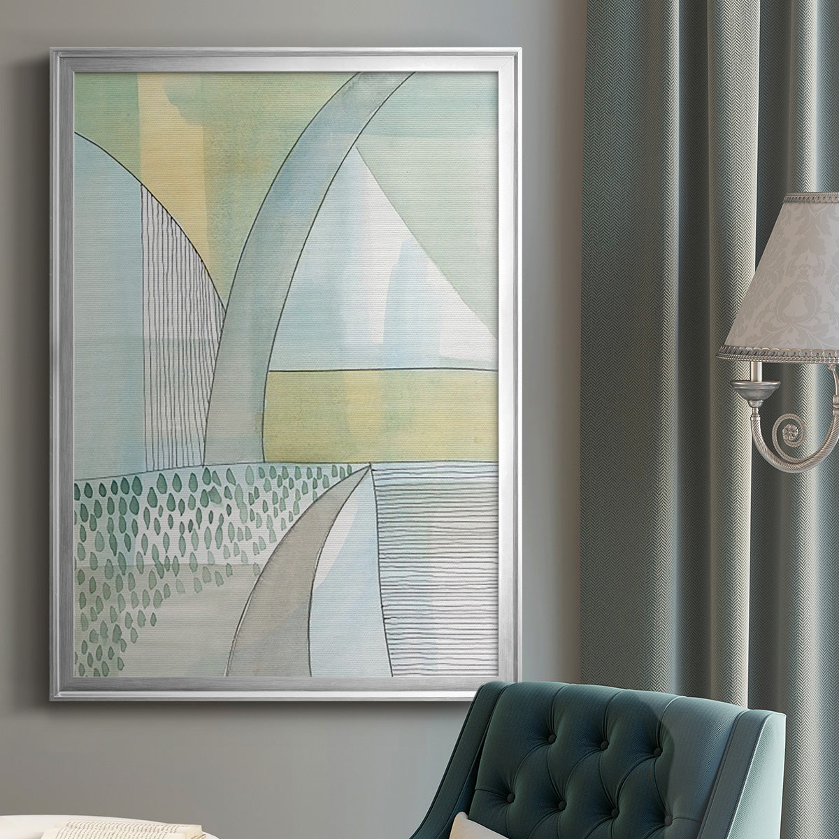 Mint Reflection II - Modern Framed Canvas Print
