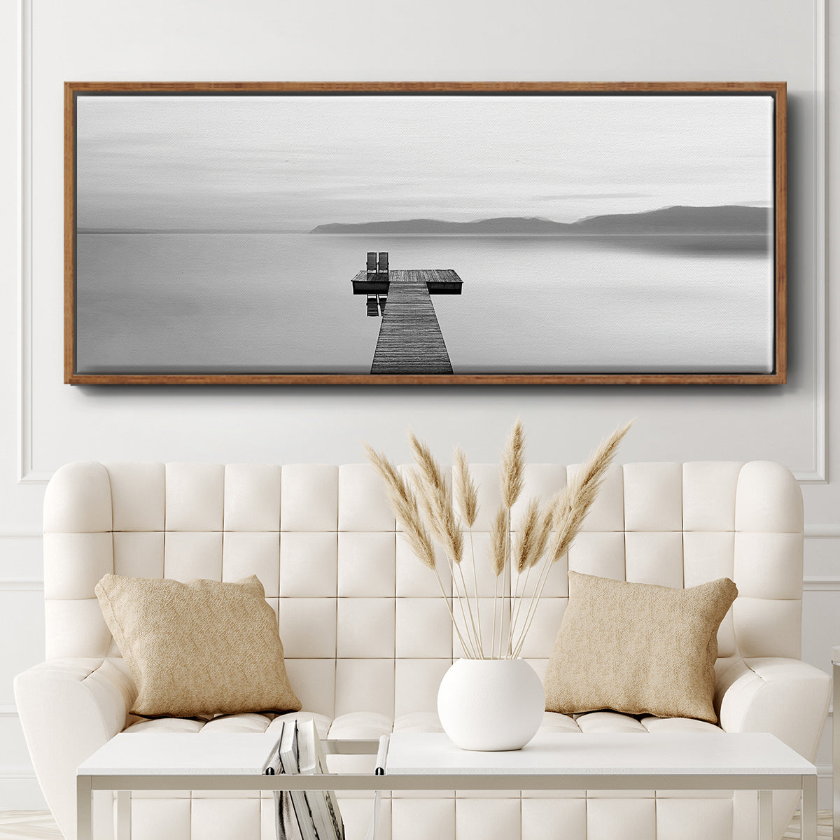 Black & White Water Panel XII - Floater Framed Canvas Print
