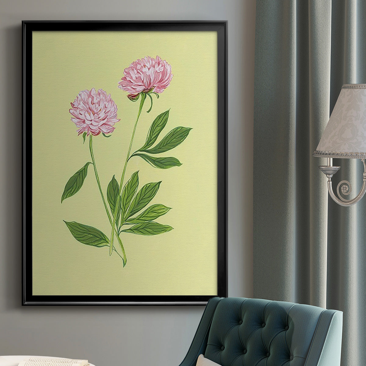 Peonies in Yellow II - Modern Framed Canvas Print