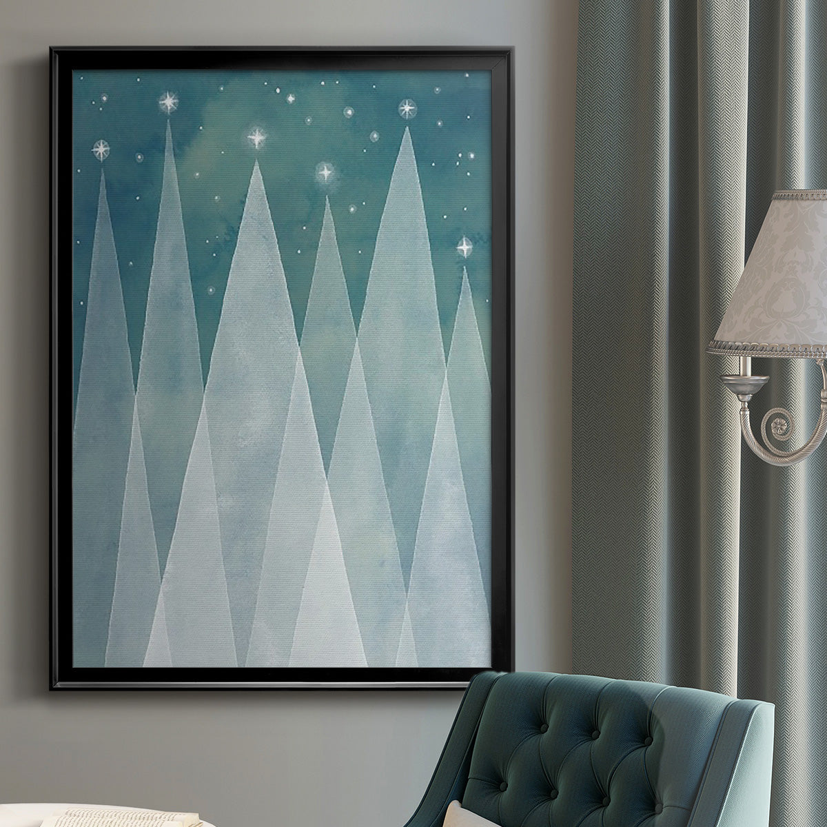 Mod Evergreens II - Modern Framed Canvas Print