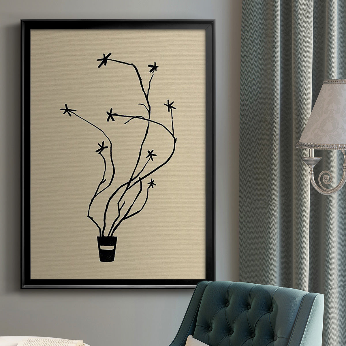 Spring Sprig Vase I - Modern Framed Canvas Print
