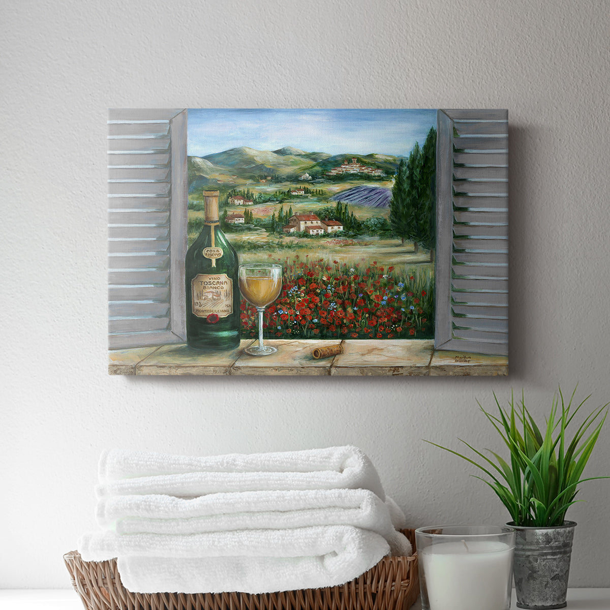 Tuscan White and Poppies - Canvas Art Print