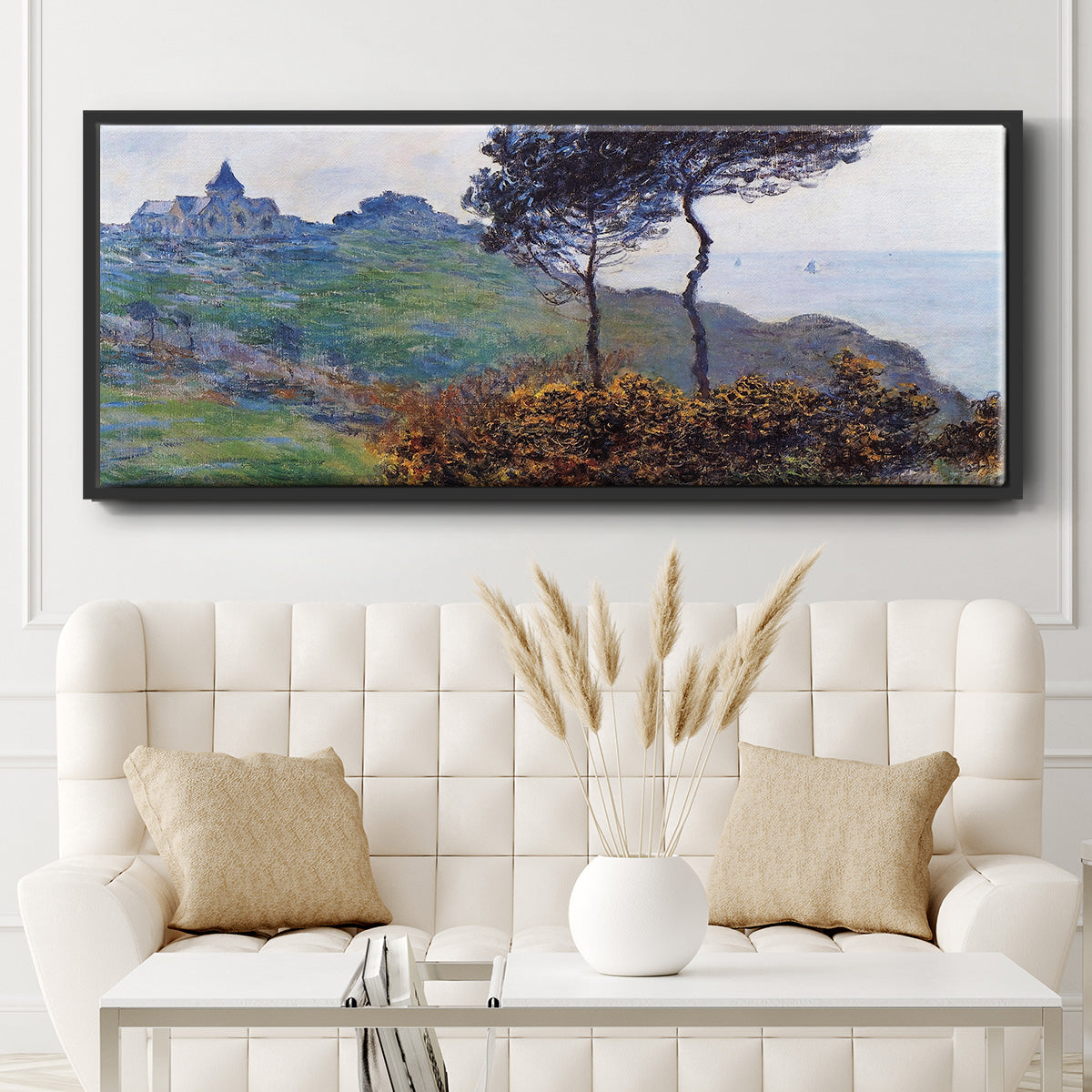 The Church at Varengaville, Grey Weather, 1882 - Floater Framed Canvas Print