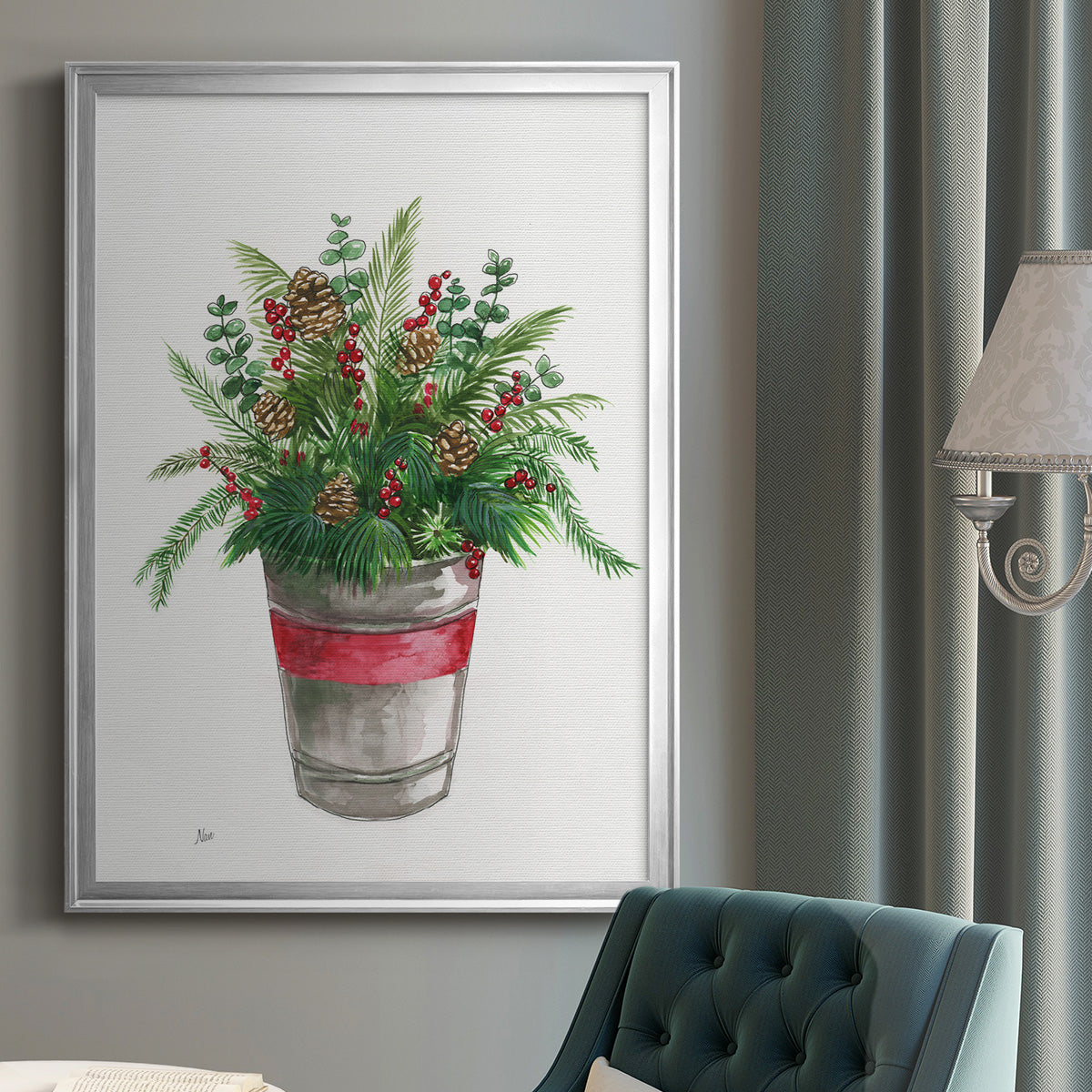 Winter Greens - Modern Framed Canvas Print