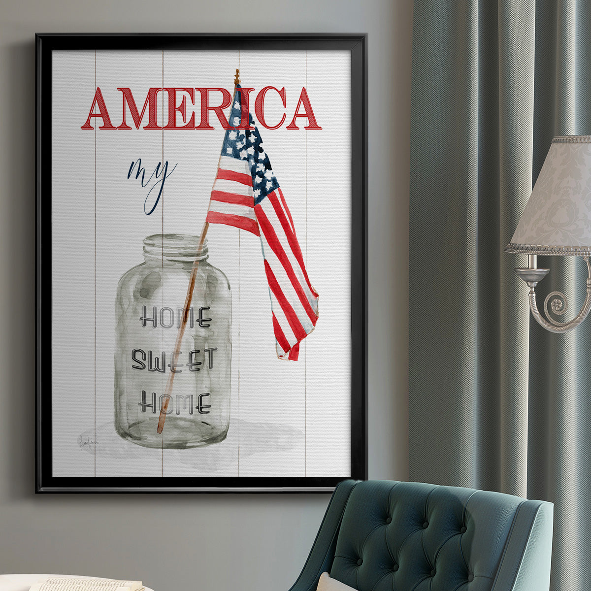 America My Home Sweet Home - Modern Framed Canvas Print