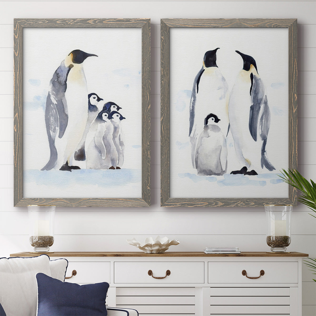 Emperor Penguins I - Premium Framed Canvas 2 Piece Set - Ready to Hang