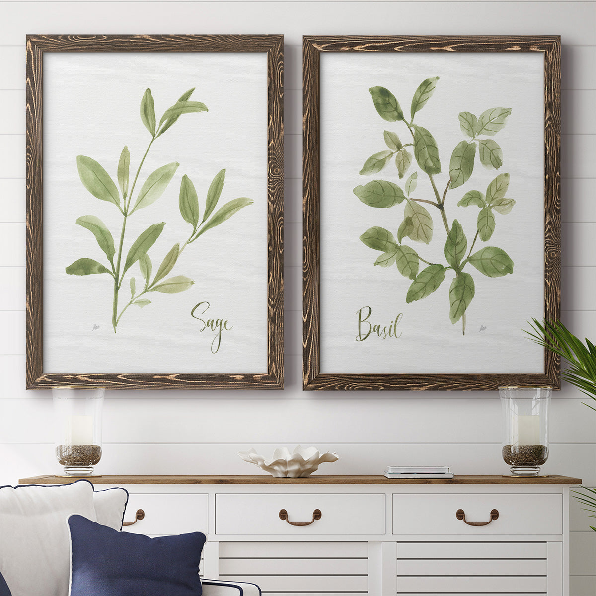 Herb Sage - Premium Framed Canvas 2 Piece Set - Ready to Hang