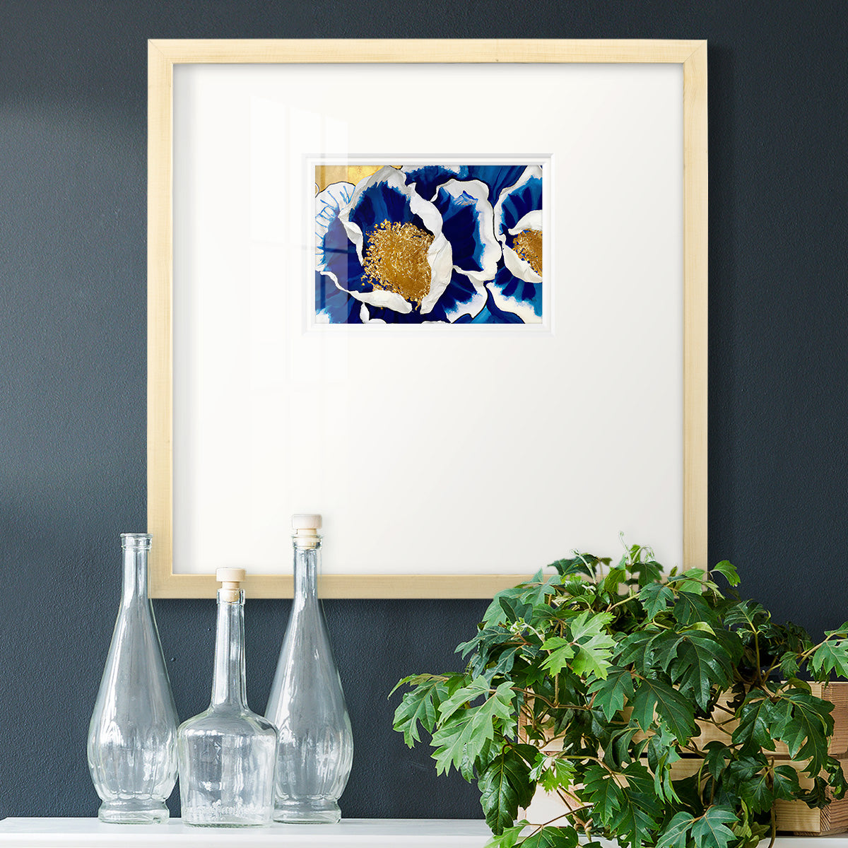 Glue and Gold Floral Premium Framed Print Double Matboard