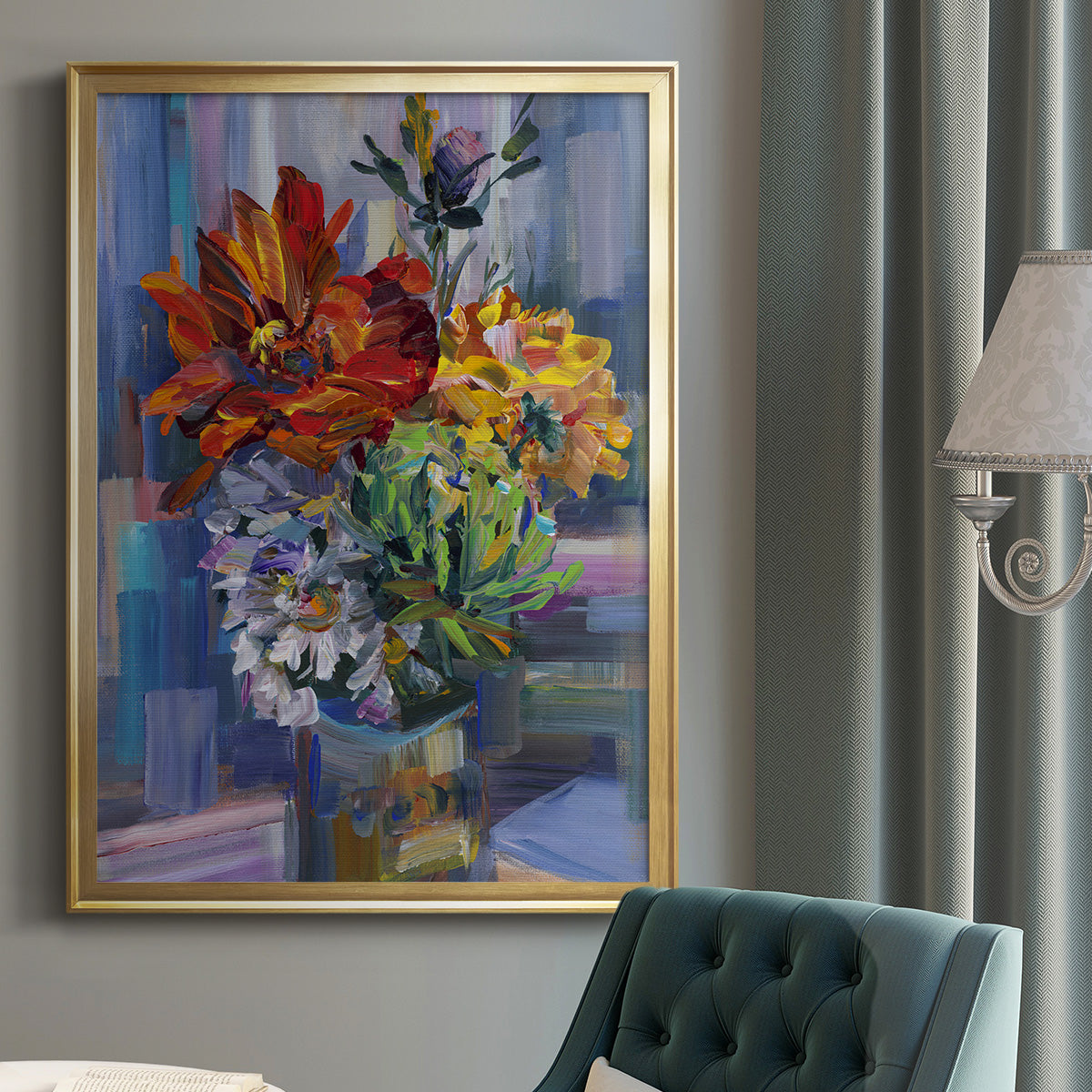 Modern Bouquet - Modern Framed Canvas Print