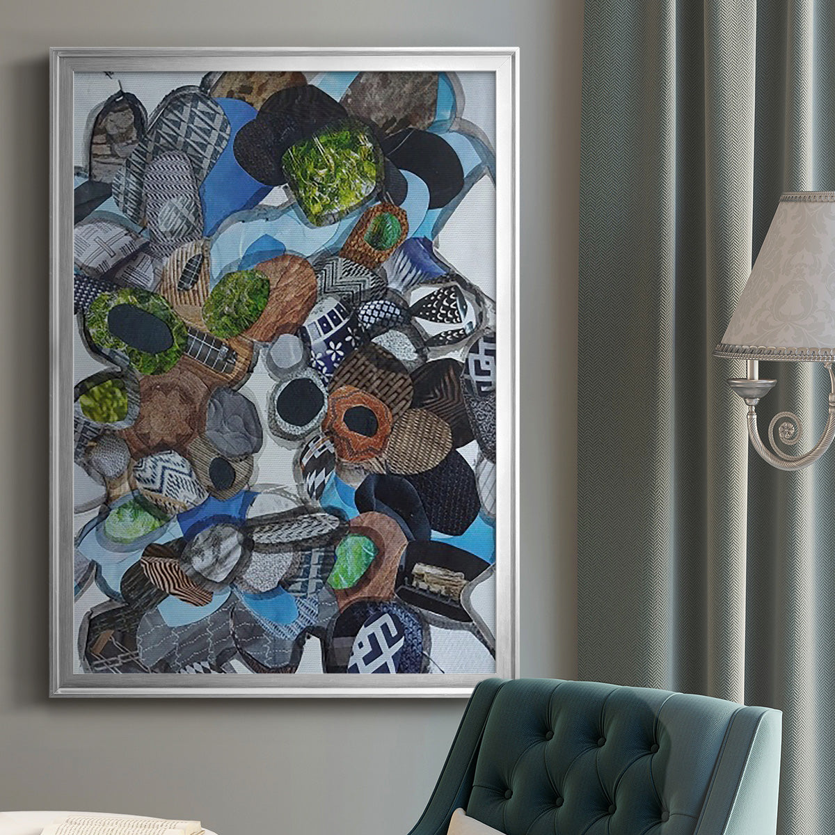 Catalina Island Blue Glass - Modern Framed Canvas Print