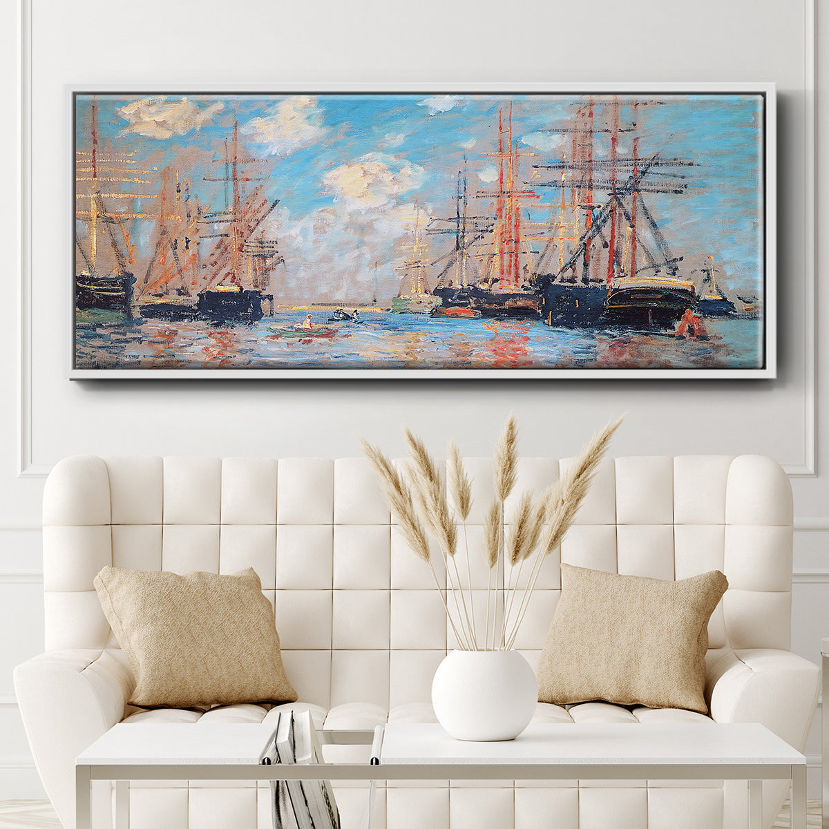 The Sea, Port in Amsterdam, 1874 - Floater Framed Canvas Print