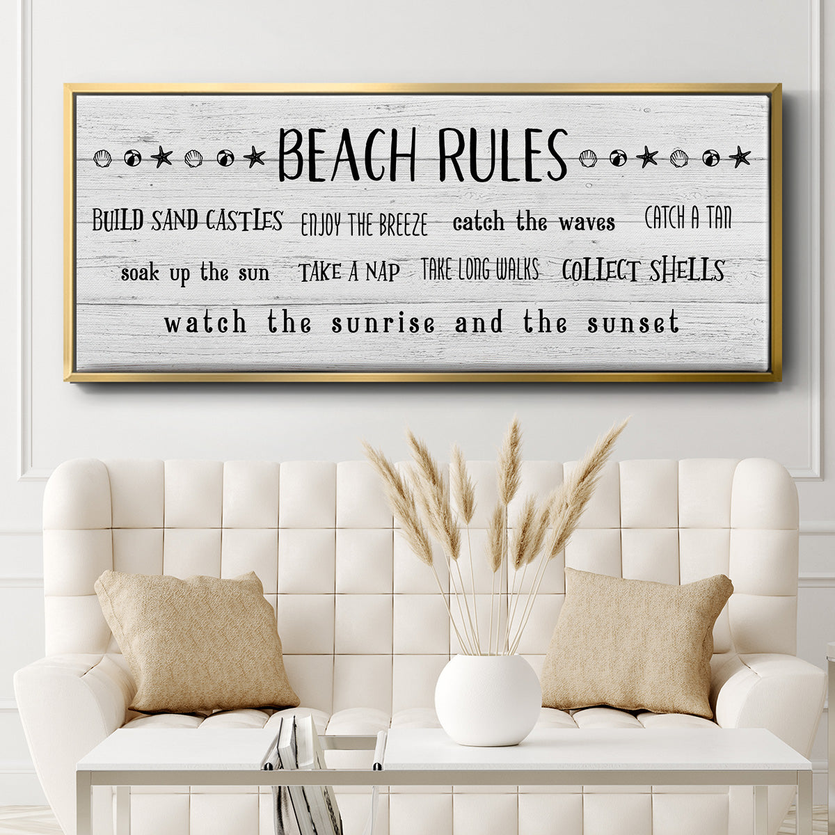 Rules of the Beach - Floater Framed Canvas Print