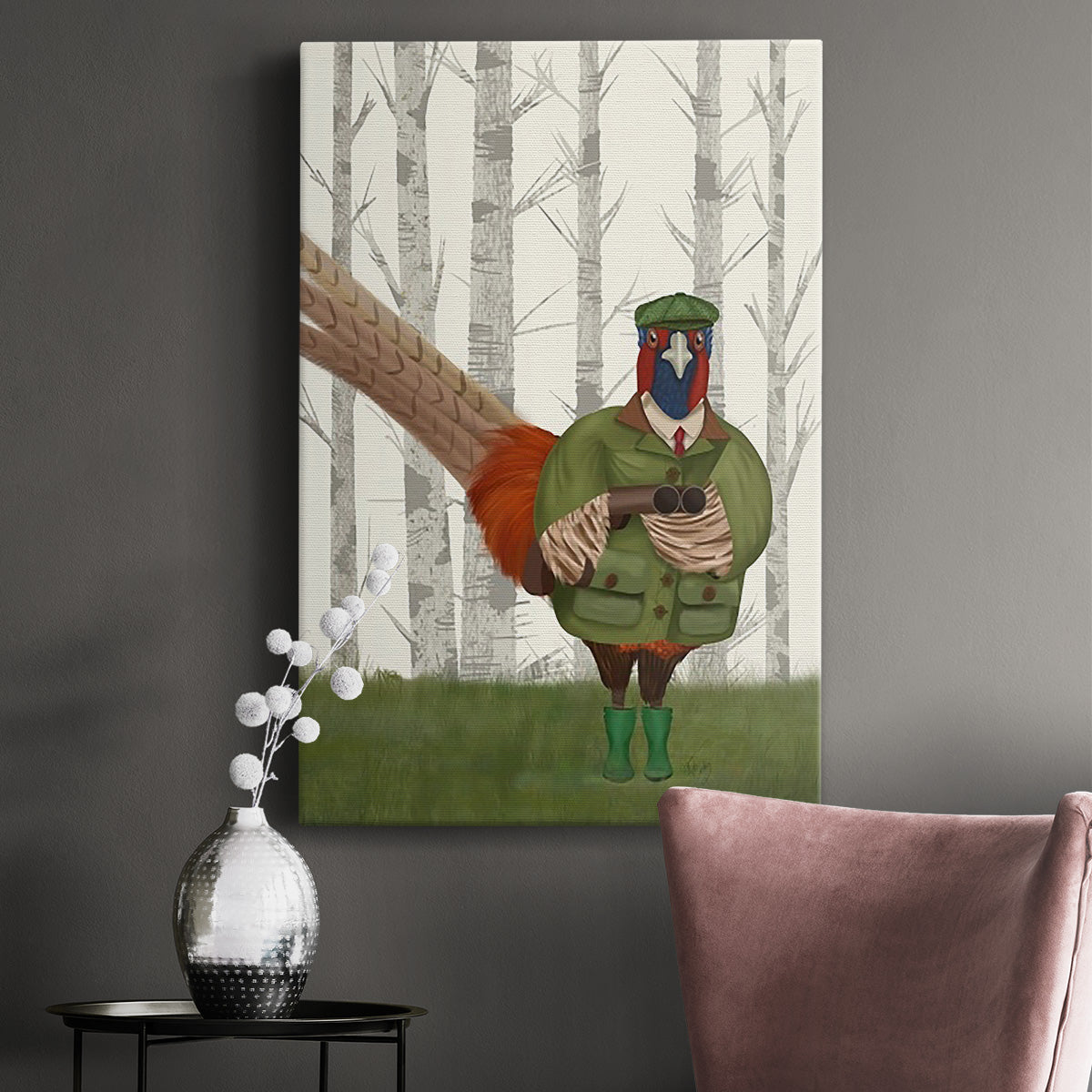 Pheasant Shooting Party 7 Premium Gallery Wrapped Canvas - Ready to Hang