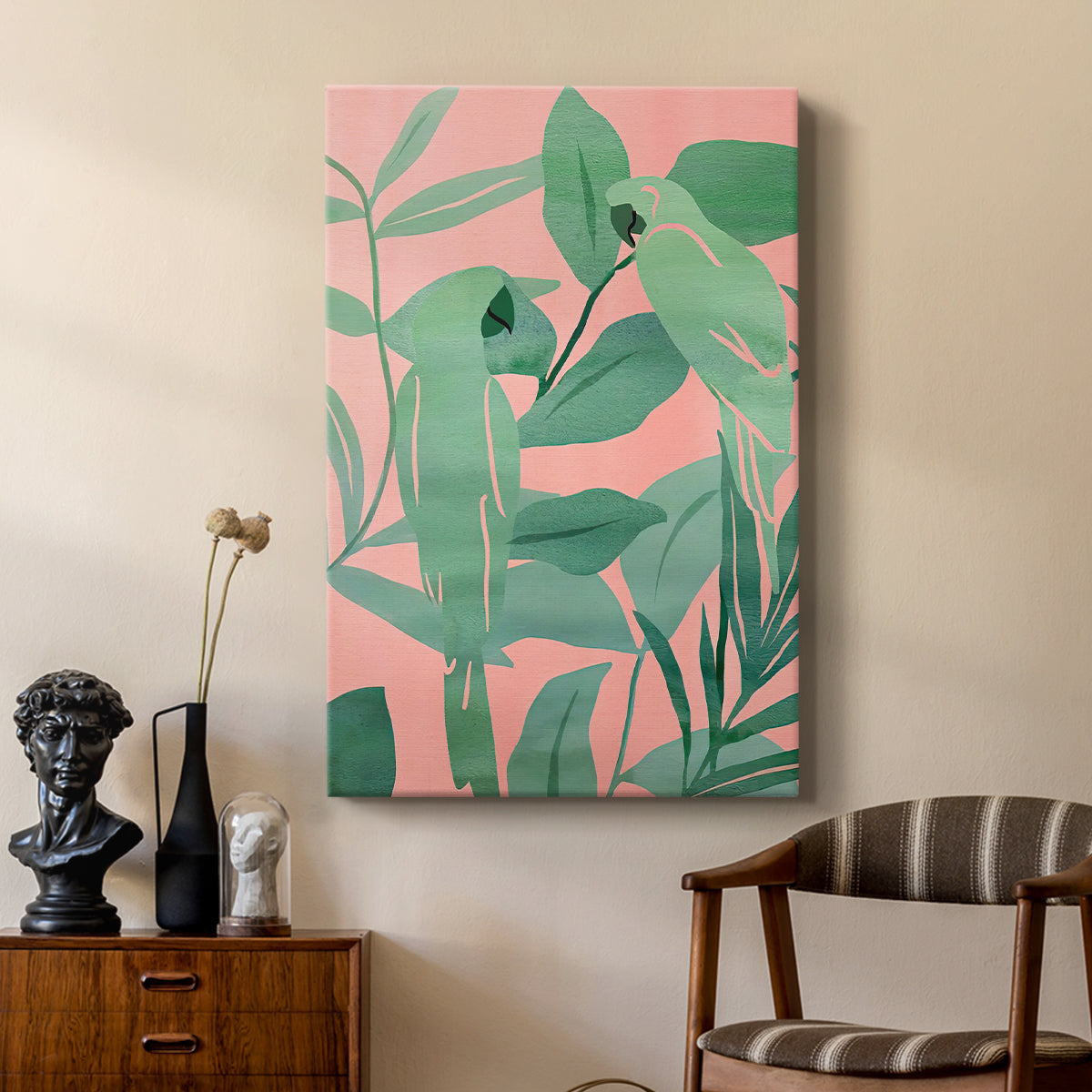 Pink and Green Birds of Paradise II - Canvas Art Print