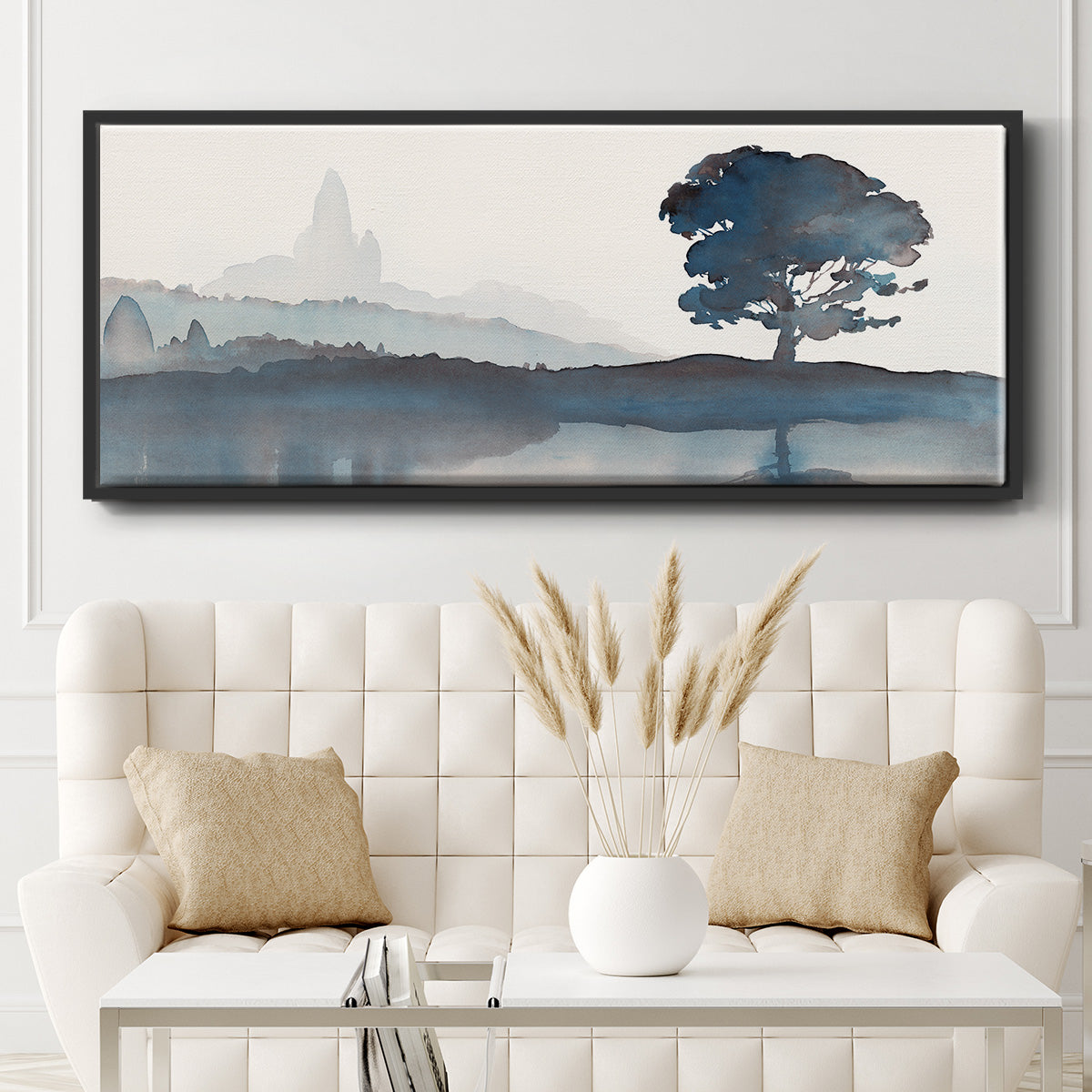 Serene Silhouette II - Floater Framed Canvas Print